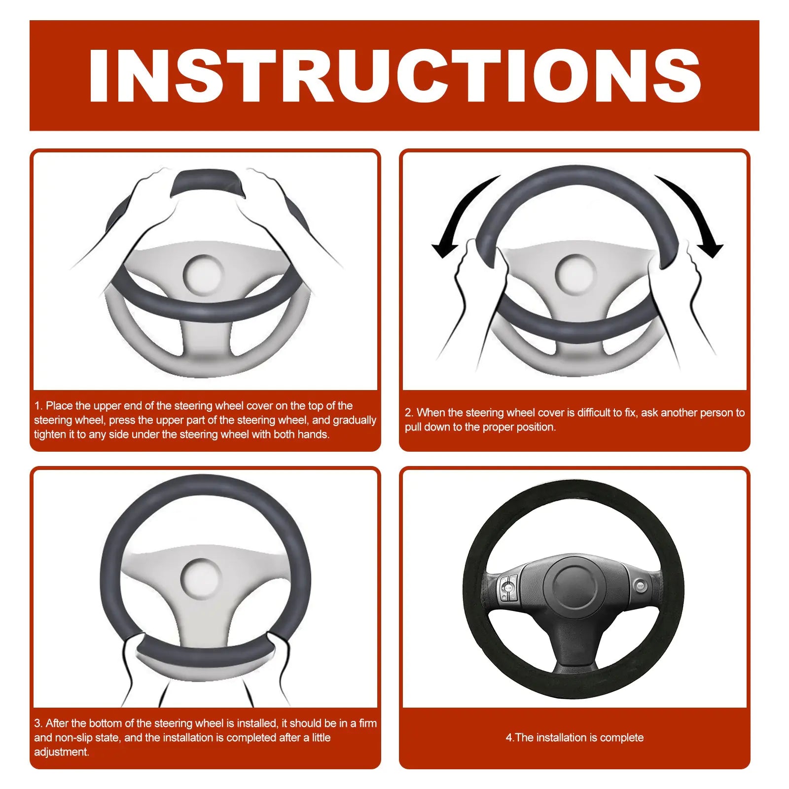 12V Heated Steering Wheel Cover (38 cm)