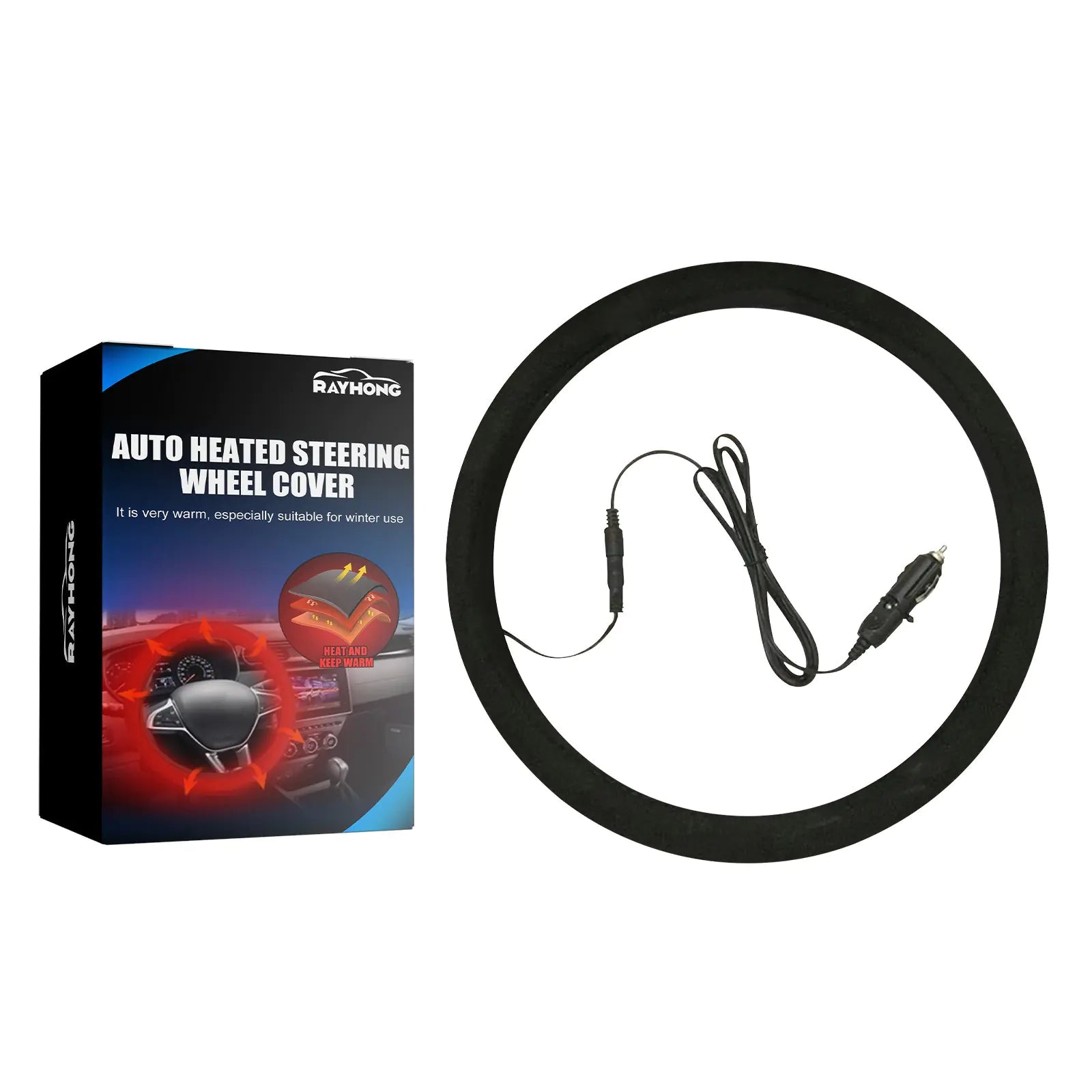 12V Heated Steering Wheel Cover (38 cm)